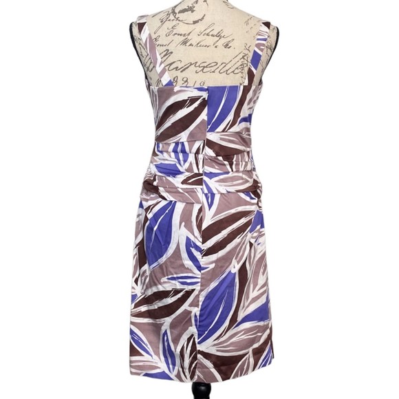 Suzi Chin for Maggy Boutique Low Scoop Neck Pleated Ruched Marble Dress Size 8 - Picture 2 of 7